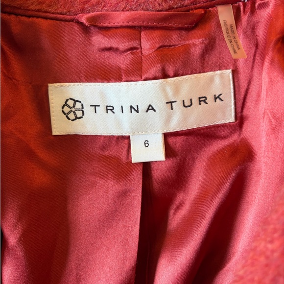 Trina Turk Reddish Orange Wool Wrap Coat - Picture 3 of 3